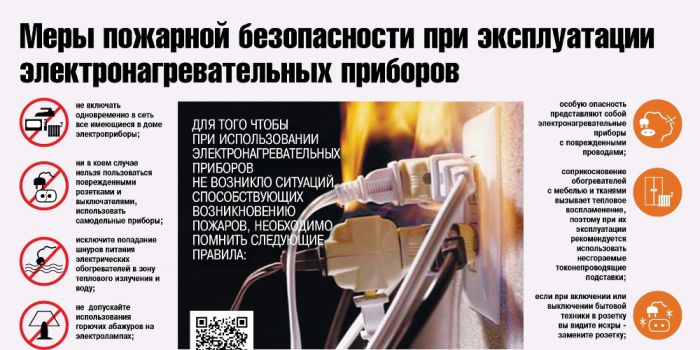 Меры пожарной безопасность при эксплуатации электронагревательных приборов